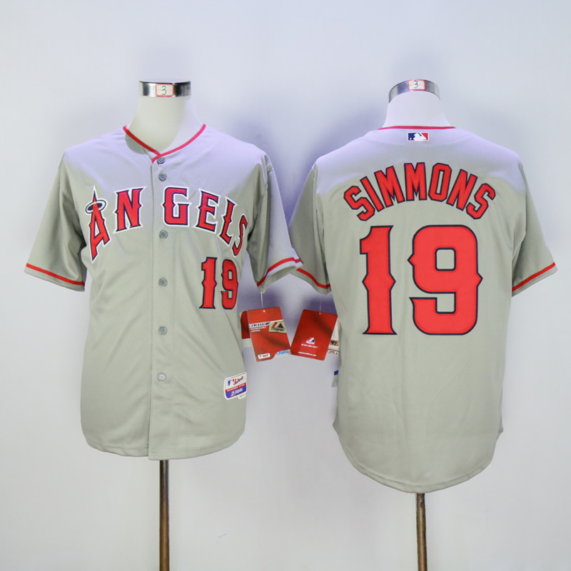 Men Los Angeles Angels #19 Simmons Grey MLB Jerseys